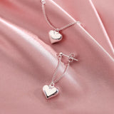 Flyshadow Silver Color Earrings for Women Heart Chain Elegant Earring Jewelry Prevent Allergy Party Accessories Gift Heart Earrings