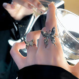 Flyshadow Punk Vintage Metal Butterfly Adjustable Women's Ring Fashion Exquisite Anime Gothic Insect Ring Gothic Jewelry