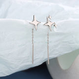 Flyshadow 2024 New Korean Star Ear Wire Tassel Thread Chain Climb Star Pendants Drop Earrings Women's Straight Hanging Earings Jewelry