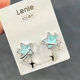 Flyshadow New Sweet Cool Style Creamy Blue Star Earrings Women Fashion Romantic Lava Drops Irregular Geometric Earring Party Jewelry Gift