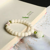 Flyshadow Stunning White Jade Bodhi Bead Bracelet Couples Natural Handmade Fashion Jewelry Perfect Gift for Anniversary Valentine's Day