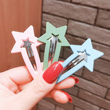 Flyshadow Creative Frosted Star Shaped Bunny Ears Hairpin Women Candy Color Plastic Bb Clip Simple Sweet Baby Girl Bangs Side Hair Clips