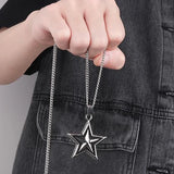 Flyshadow New Fashion Creative Simple Hip Hop Boy Temperament Trendy Brand Casual Personality Punk Five Pointed Star Necklace