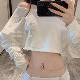 Flyshadow Women Sexy Rhinestone Dangle Belly Button Chain Navel Piercing Ring Body Jewelry Waist Chain Button Summer Beach Jewelry