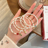 Flyshadow Rice Beads Charm Bracelet for Women High Quality Natural Fashion Jewelry with Mini Pendant Simple and Lovely Christmas Gifts