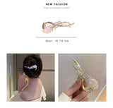 Flyshadow New Fashion feather Hair Claws for Women Frog Buckle grace Pearl Rhinestone Hairpin ACCESSORI FOR GIRL Banana Twist Clips tiara