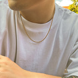 Flyshadow Simple Black Gold Color Twist Chain Necklace for Men Thin Metal Link Choker Unisex DIY Boy Party Rock Jewelry Street