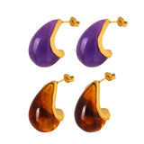 Flyshadow New Irregular Personality Earrings For Women Original And Funny Purple Brown Resin Fashion Jewelry Accessories Gift Hot Sale