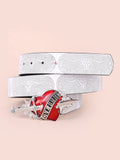 Flyshadow Hip Hop Punk Belt Retro Fashion Personality White Wide Edge Love Casual Versatile Belt Women's Fashion Y2K Couple