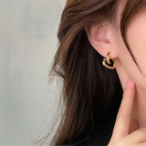 Simple Twisted Gold Color Love Heart Earrings Retro Geometric Earrings For Women Trendy Jewelry Party Accessories