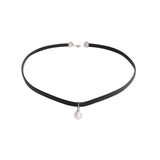 Flyshadow Kpop Cortical Thin Clavicle Chain Collar Simple INS imitation Pearl Pendant Choker Necklace For Women Neck Strap Jewelry