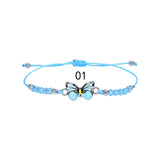 Flyshadow Crystal Butterfly Bead Woven Rope Necklace Women Kids Jewelry For Girls Cute Charm Jewelry Summer Beach Accessories