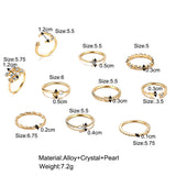 Flyshadow Bohemian Gold Color Chain Rings Set For Women Fashion Boho Coin Snake Moon Rings Party Trend Jewelry Gift