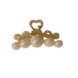 Flyshadow Delicate Hair Clip Pearl Barrettes Female Grip Elegant Hair Accessory with Metal Heart