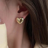 Flyshadow Prevent Allergy Heart Shape Hoop Earrings for Women Trendy Elegant LOVE Heart Ear Buckle Birthday Party Y2K Jewelry New