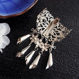 Flyshadow Summer Fashion Retro Hollow Alloy Hair Clips Women Hairpins Headwear Crystal Tassel Pendant Hair Pins Claw Accessories Decor