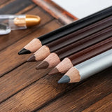 Flyshadow 1PC Microblading Wooden Eyebrow Pen Waterproof Long Lasting Makeup Eye Brow Pencil Positioning Black Dark Brown Eyebrow Cosmetic