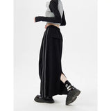 Flyshadow Black Cargo Skirt Women Sports Vintage Loose Maxi Skirts Fashion Solid Y2k Casual Sreetwear Summer A-line Long Skirt