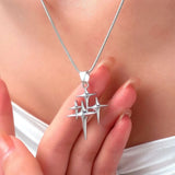 Flyshadow Y2K Simple Choker Necklace Four Pointed Star Necklaces Adjustable Crucifix Pendant Necklace Asterism-Necklace Jewelry