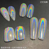 Flyshadow 1Box Silver Laser Semi-Solid Magic-Mirror Nail Powder Metallic Holographic Glitter Mirror Nails Dust Gel Polish Chrome Decoratio