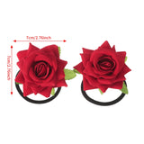 Flyshadow 2pcs/set Rose Hair Ropes For Women Party Festival Hair Rubber Bands Scrunchies Girls Ladies Temperament Hair Accessories