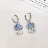 Flyshadow New Korean Cute Cloud Earrings for Women Blue Crystal Rain Zircon Drop Earring Party Wedding Jewelry Gifts