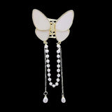 Flyshadow Fashionable Butterfly Long pearl Fringe Hair Clip Crab Claw Headdress mini Ponytail Barrette Hair Accessories For Women Ornament