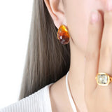 Flyshadow New Irregular Personality Earrings For Women Original And Funny Purple Brown Resin Fashion Jewelry Accessories Gift Hot Sale