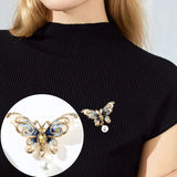 Flyshadow Crystal Butterfly Brooches High Quality Women Rhinestones Animal Pearl Butterfly Lapel Pins Sweater Badges Jewelry Accessor