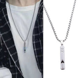 Flyshadow Titanium Blowable Whistle Pendant Necklace for Women Men Bottle Opener Tool Accessories Disco Hip Hop Punk Jewelry Gift