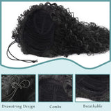 Flyshadow Drawstring Curly Ponytail Extension for African Women Afro Kinky Curly Hair Pieces Synthetic Heat Resistant