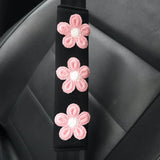 Flyshadow 2pcs Ice Silk Flower Shoulder Protector Cartoon Creative Car Seat Belt Shoulder Protector Small Flower Car Interior Accessories