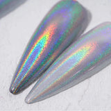 Flyshadow 1Box Silver Laser Semi-Solid Magic-Mirror Nail Powder Metallic Holographic Glitter Mirror Nails Dust Gel Polish Chrome Decoratio