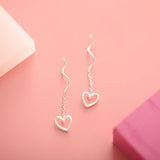 Flyshadow Classic Long Tassel Shiny Heart Drop Earrings Silver Color 2023 Fashion Hanging Women Earrings Summer Jewelry Girls Party Gift