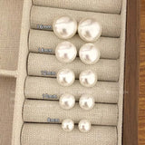 Flyshadow Korean Elegant White Glossy Pearl Stud Earrings For Women Exquisite Simple Imitation Pearl Round Earring Wedding Party Jewelry