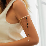 Flyshadow Unique Natural Stone Charm Upper Arm Bracelet for Women Multilayer Tassel Cuff Bangles Girls Party Jewelry Wedding