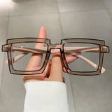 Flyshadow Vintage Square Eyeglasses New Cute Cartoon Style Blue Light Blocking Spectacles Ins Trendy Optical Computer Eyewear