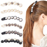 Flyshadow Fashion Rhinestones Pearl Hair Claw Vintage Classic Ponytail Holder Banana Hair Clips French Barrettes For Women And Girls