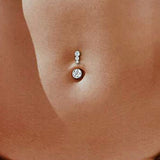 Flyshadow Crystal Belly Button Rings Navel Ring Crystal Drop Dangle Body Belly Piercing Jewelry for Women Beach Belly Navel Rings