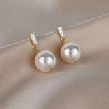 Flyshadow Classic Imitation Pearl Drop Earrings for Women Party Elegant Simple Jewelry Golden Color Geometry Rhinestones Dangle Earrings