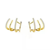 Flyshadow Korean Claw Earrings Four-Prong Setting Gold Color Ear Earring Shiny Crystal Sweet Women Stud Earrings Fashion Jewelry Gift