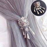 Flyshadow Summer Fashion Retro Hollow Alloy Hair Clips Women Hairpins Headwear Crystal Tassel Pendant Hair Pins Claw Accessories Decor