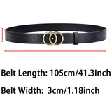 Flyshadow Women's Belt Trend Double Round Buckle Belt Simple And Versatile Youth Belt Pu Leather Belt Paired With Jeans Skirt Women Belt