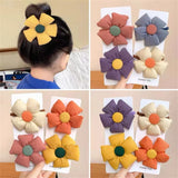 Flyshadow 1pc Handmade Colors Plaid Flower Elastic Hair Bands Cute Candy Color Sunflower Hair Rope Children Ponytail Holder Accessories