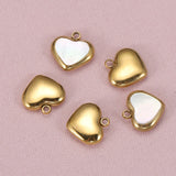 Flyshadow No Fade 5pcs Stainless Steel Love Heart Shell Charms Beads Pendants for DIY Necklace Bracelet Jewelry Making Handmade Supplies