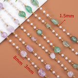 Flyshadow 1Meter Stainless Steel Natural Stone Beads Chain for Necklace Bracelet Purple Green Crystal Chain Jewelry Making DIY Supplies