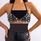 Flyshadow Silver Color Star Charm Bra Chest Chain Women Summer Bikini Halter Top Chain Sexy Body Jewelry Nightclub Party Gifts New