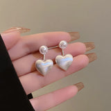 Flyshadow New Matte Brushed Gold Color Metal Heart-shaped Earrings Korean Fashion Jewelry Party Women's Sweet Accessories Earrings