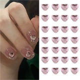 Flyshadow 6mm Light Pink Heart Rhinestone 3D Nail Art Charms 50Pcs Flat-Back Crystal Manicure Accessory DIY Love Gems Stone Nail Decor