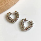 Flyshadow Trendy Vintage Simple Lines Heart Shaped Hoop Earrings for Women Y2K Jewelry Party Punk Spiral Ear Buckle Daily Wear Accessories